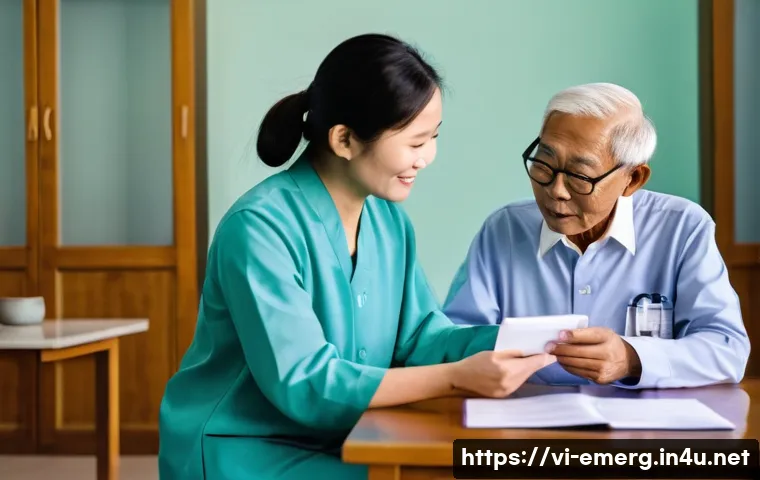 작업치료사의 환자 권리 보호 사례 - A professional occupational therapist consulting with an elderly Vietnamese patient in a private, we...