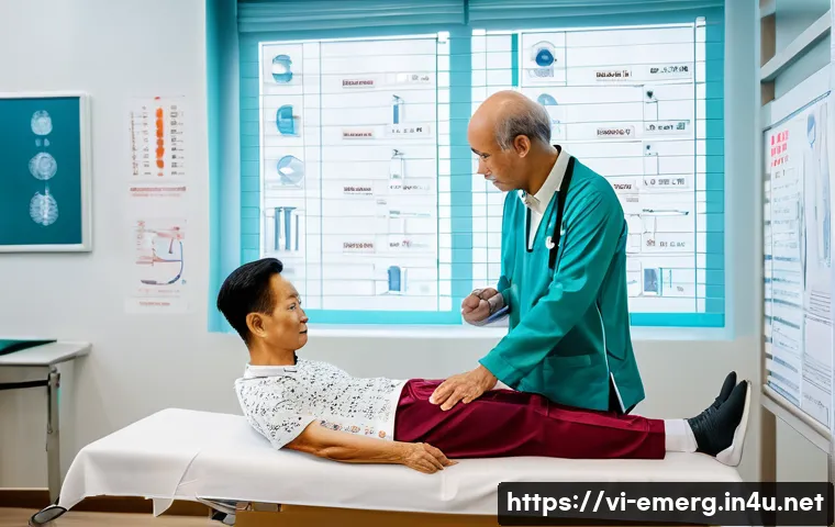 작업치료사의 환자 케어 성공 사례 연구 - A professional physical therapist conducting a personalized assessment with a middle-aged Vietnamese...
