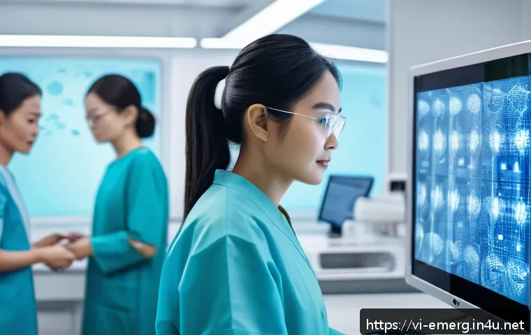 작업치료사의 맞춤 치료 계획 - A futuristic medical laboratory scene illustrating personalized treatment in modern healthcare: a di...