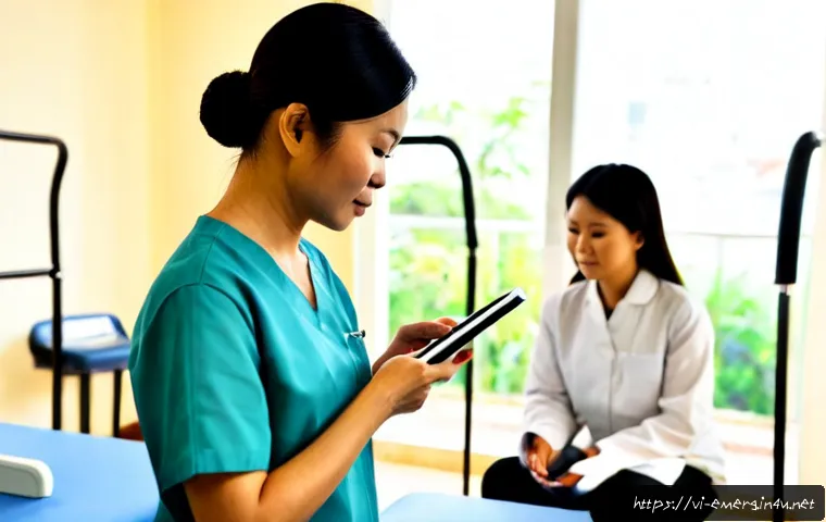 Home 17 작업치료사의 연구 기회 활용법 - Photorealistic occupational therapist in a modern rehabilitation clinic in Ho Chi Minh City, thought...